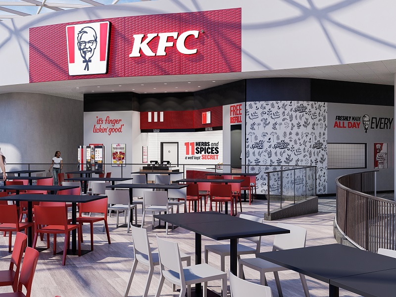 Il nuovo KFC all'interno della food court del Centro commerciale Gran Reno